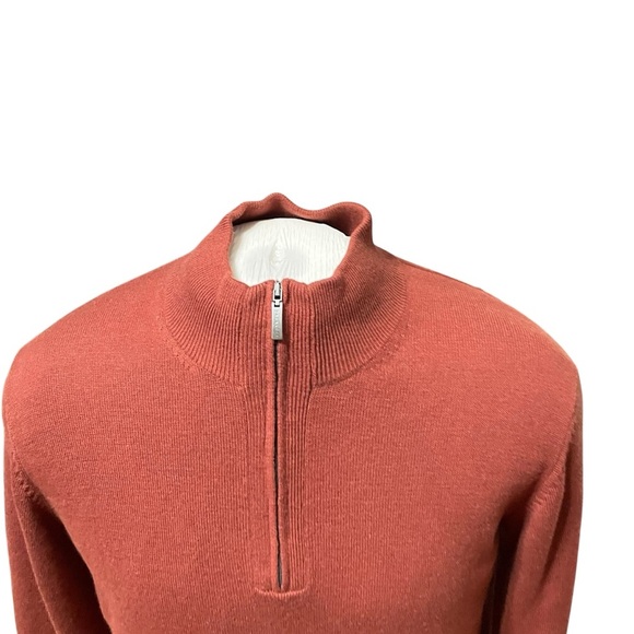 Robert Barakett Wool Silk Cashmere Quarter Zip Sweater Men’s Small Rust Red - Picture 4 of 12
